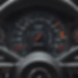 A detailed view of a high-mileage car dashboard showcasing odometer readings and warning lights.