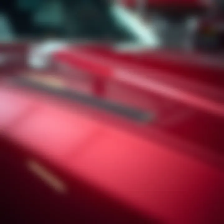 Close-up of a flawless vehicle finish highlighting the intricate detailing work