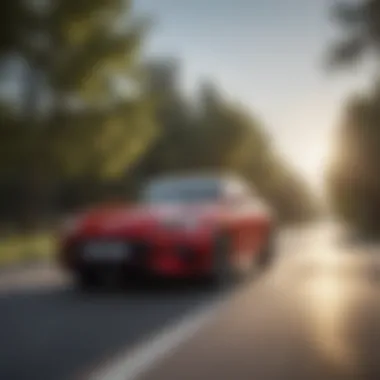 Gasoline Vehicle Performance on the Road Traditional gasoline vehicle in a scenic road setting.