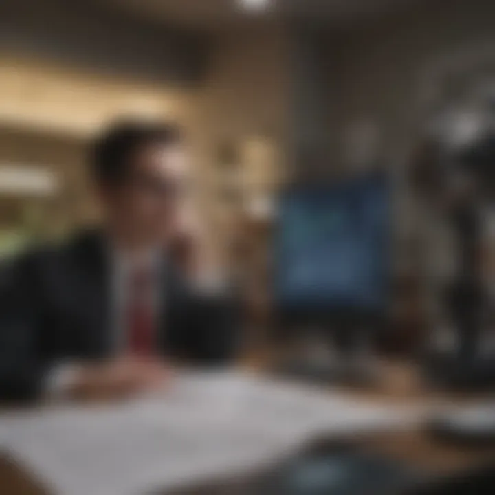 A data analyst reviewing underwriting data and trends