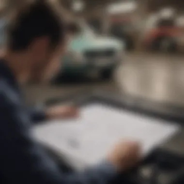 A person reviewing vehicle ownership records