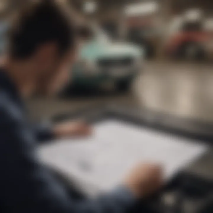 A person reviewing vehicle ownership records