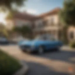 Classic car parked in a picturesque setting