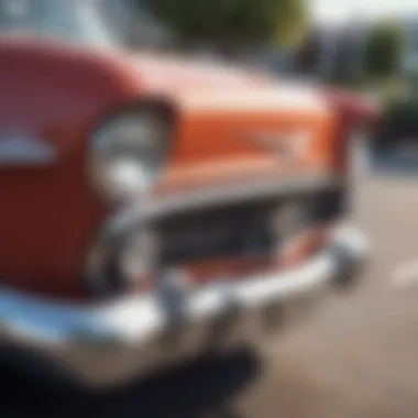 Close-up of a classic car with a historic license plate