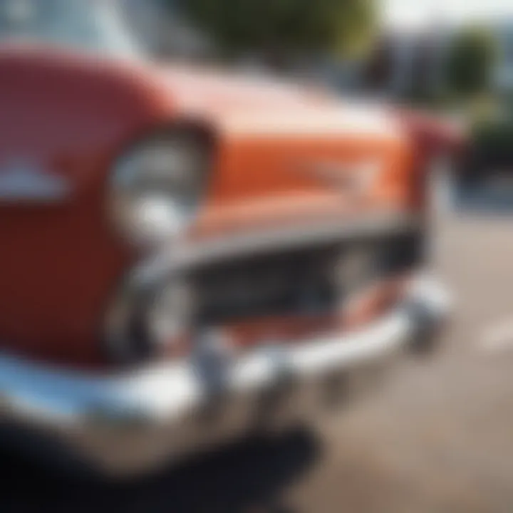 Close-up of a classic car with a historic license plate