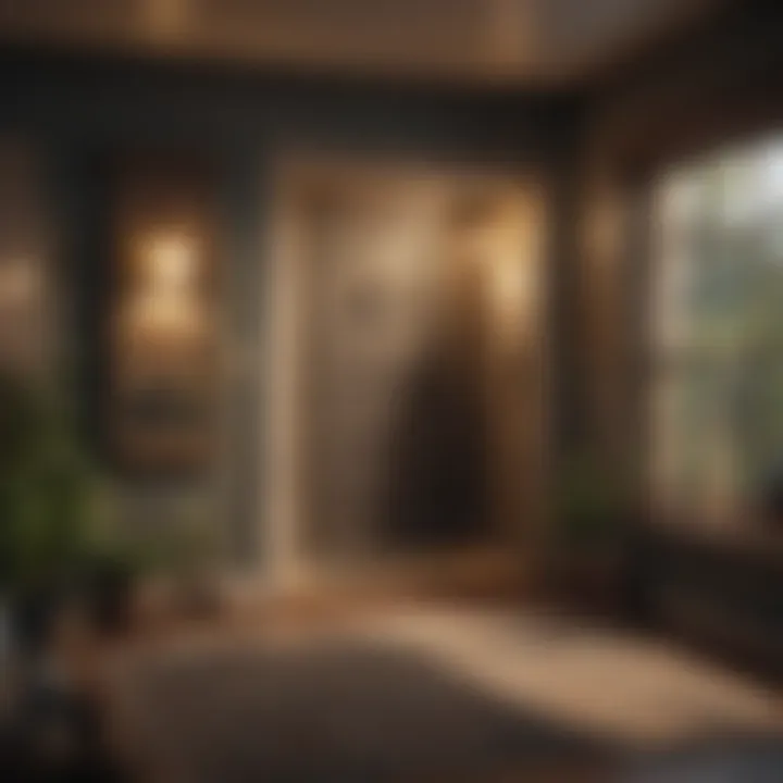 A cozy home environment equipped with a security system