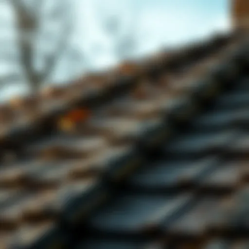 Impact of Roof Age on Insurance A close-up of an aged roof showing wear and tear