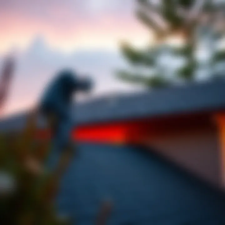 Roof Inspection for Insurance Compliance A homeowner inspecting their roof to maintain insurance compliance