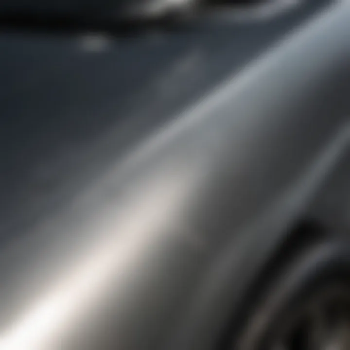 Close-up view of scratches on a car's surface