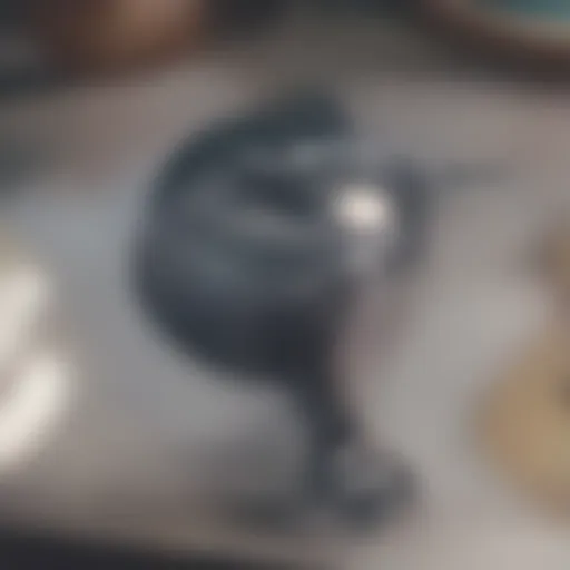 A person searching for a car key fob on a table