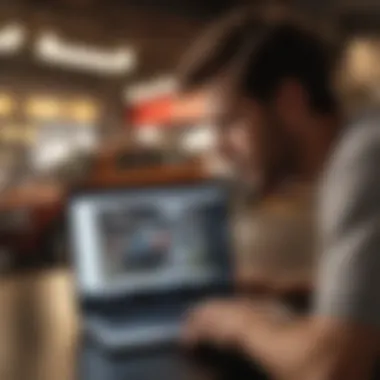 Customer Reading Reviews on a Laptop Customer reading reviews on a laptop