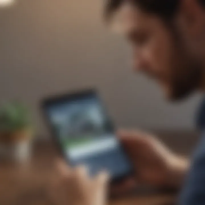 A close-up of a person comparing insurance plans on a digital device