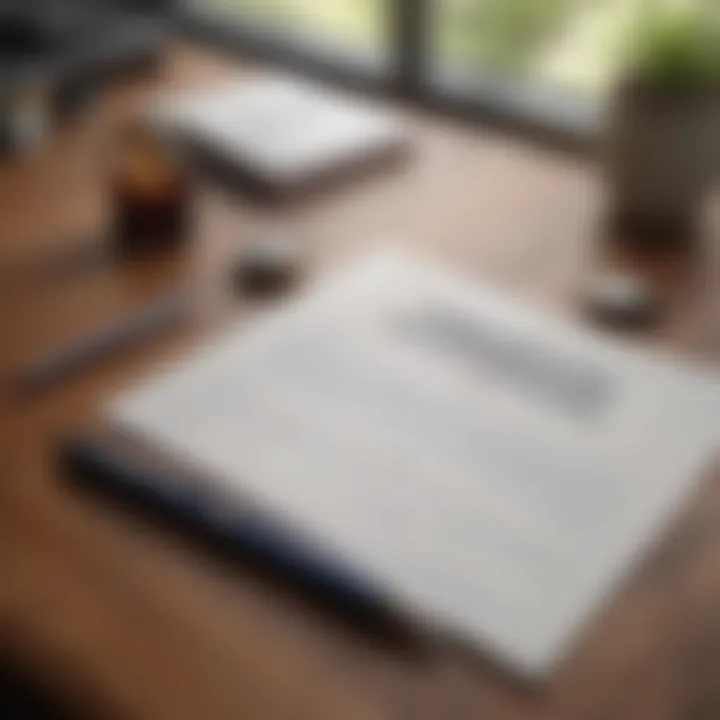 A contract and pen on a wooden desk