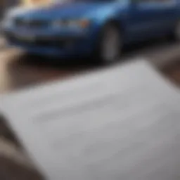 A close-up of a car title document