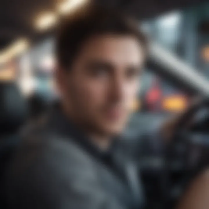 An individual studying driving regulations with focus