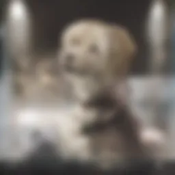 A serene dog with a collar, showcasing the microchip location
