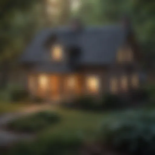 A cozy home surrounded by a protective shield symbolizing insurance coverage