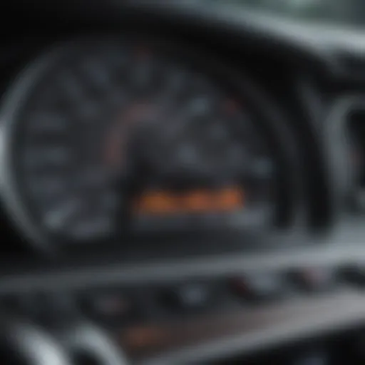 Close-up of a used car's dashboard showing financial data