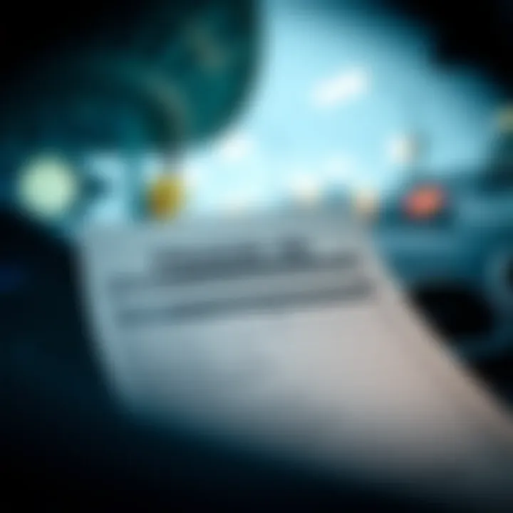 A close-up of a car's dashboard with trade-in paperwork