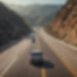 A scenic view of California highways showcasing diverse vehicles