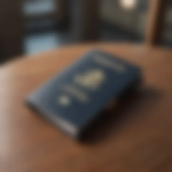 An empty passport holder on a travel table