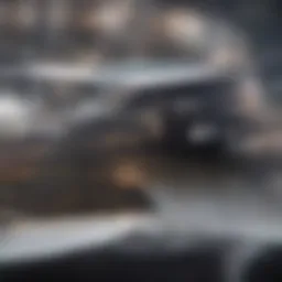 A car accident scene highlighting damages and debris