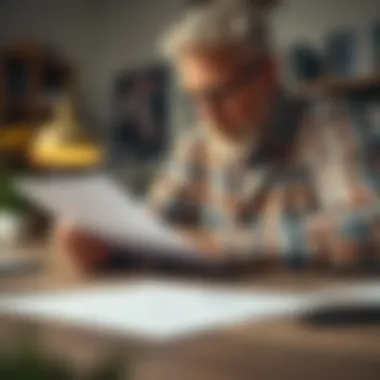 Reviewing Insurance Documents Close-up of a homeowner reviewing insurance documents at a wooden table