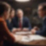 A strategic meeting between an individual and an insurance adjuster discussing claim details