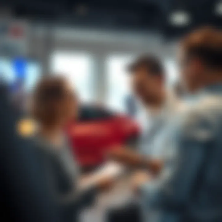 Customer discussing auto estimates with an agent