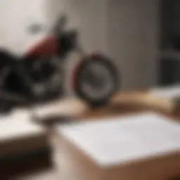 Motorcycle insurance policy documents spread on a table