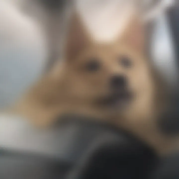 A dog sitting comfortably in an airline-approved pet carrier