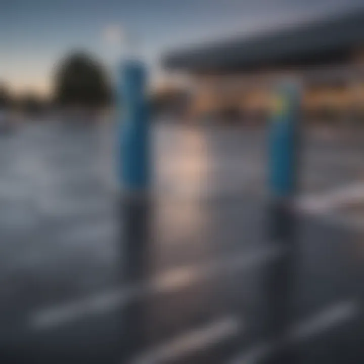 A modern parking lot with advanced technology signage