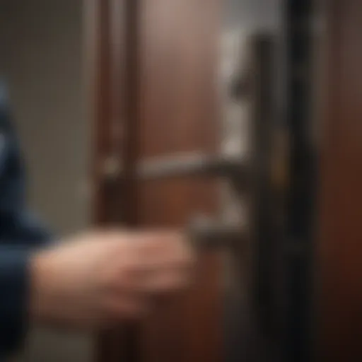 Locksmith working on a door lock