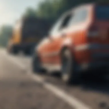 Understanding Vehicle Damage A highway scene with a damaged vehicle