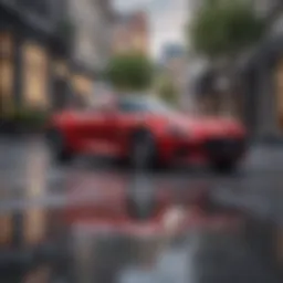 A sleek new model car parked on a modern street