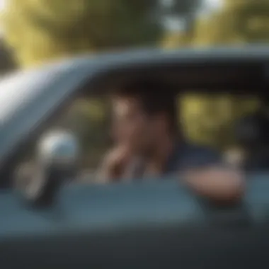 Contemplation Before the Drive A person sitting in a car, contemplating their next drive