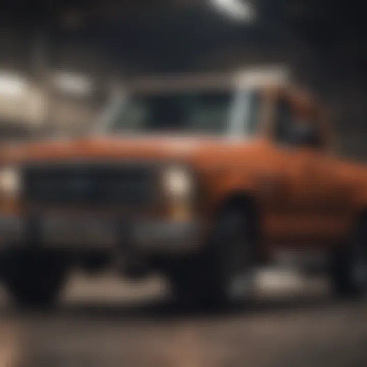 Before and after comparison of a restored pickup truck