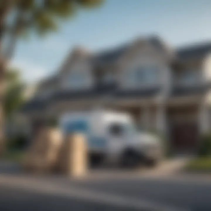 A professional moving truck parked in front of a home, symbolizing relocation.