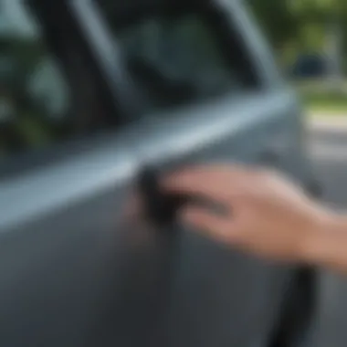 Installing the Rubber Seal on Car Window Proper installation of a rubber seal around a window.