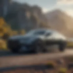 A sophisticated all-wheel drive sedan parked in a scenic location