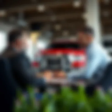 A negotiation session taking place in a dealership