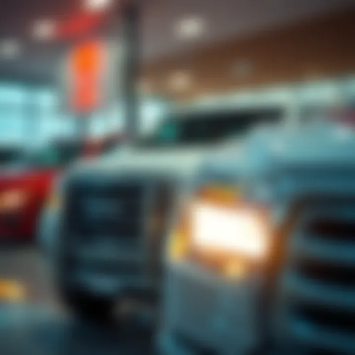 A pristine truck parked at a dealership