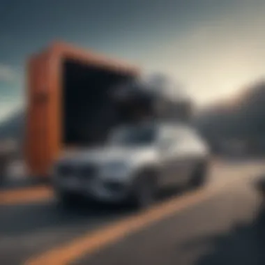 A car being loaded onto a transport carrier