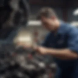 A mechanic examining a car engine