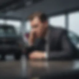 A thoughtful person contemplating car sale options