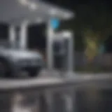Electric vehicle charging station in a modern setting
