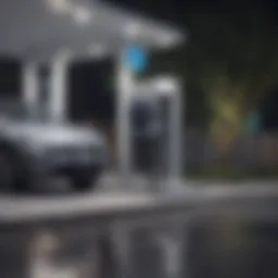 Electric vehicle charging station in a modern setting