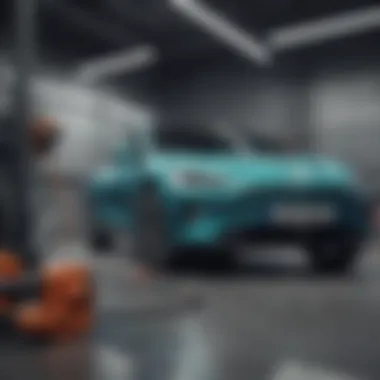 Electric vehicle maintenance checkup in a garage
