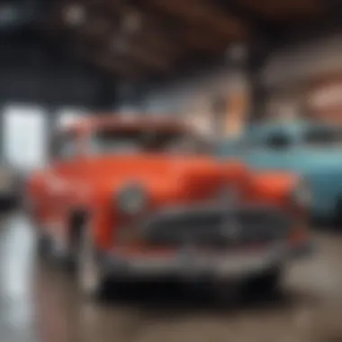 A beautifully restored vintage car on display