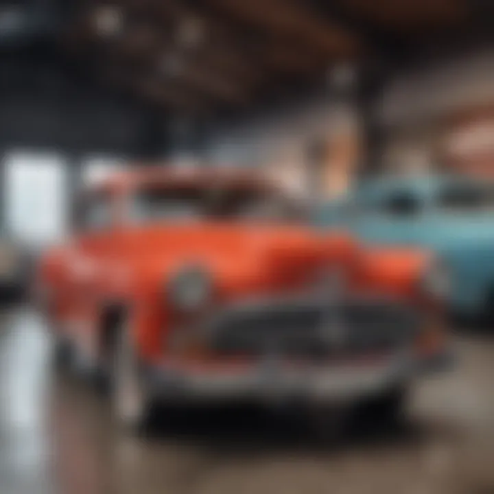A beautifully restored vintage car on display